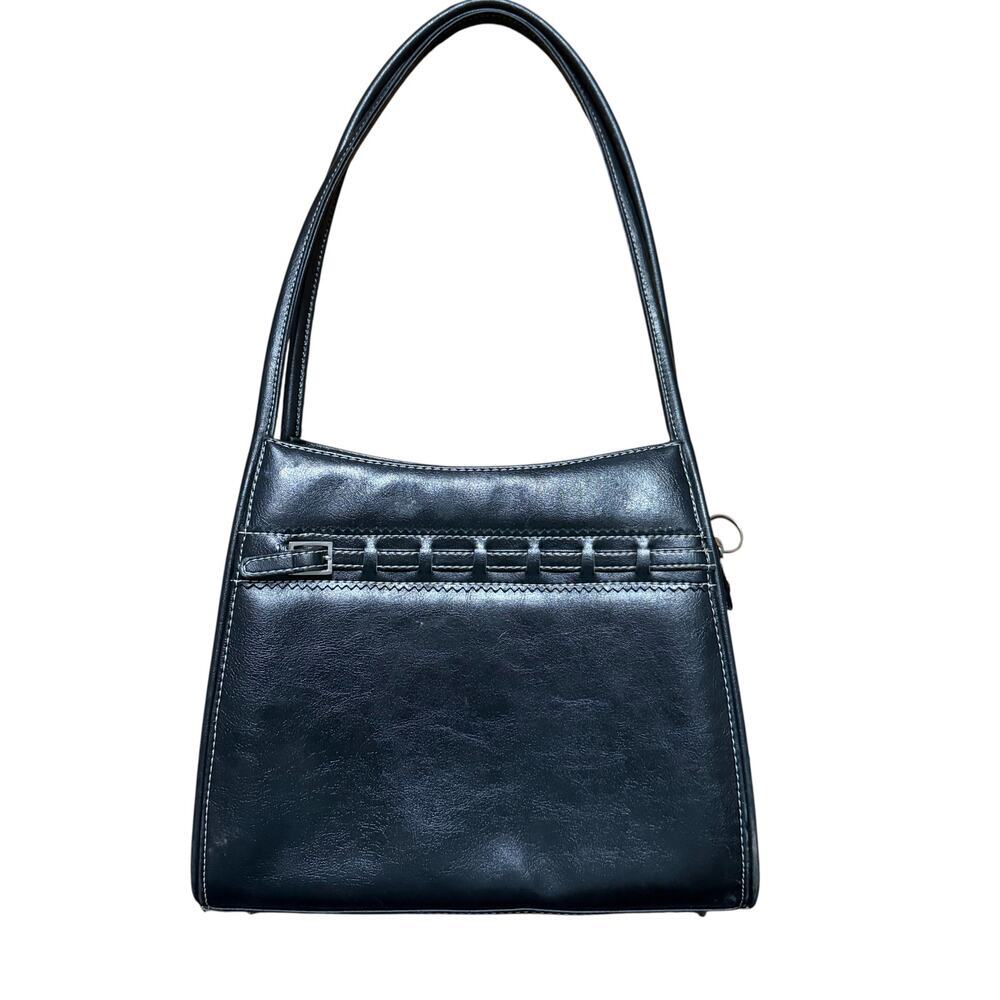 Vintage Y2K Black Faux Leather Structured Purse